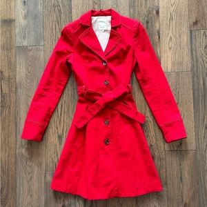 Anthropologie red trench coat size 2